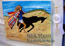 An Original Painting with a prize ribbon