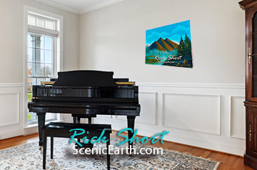 painting displayed on a wall in a room