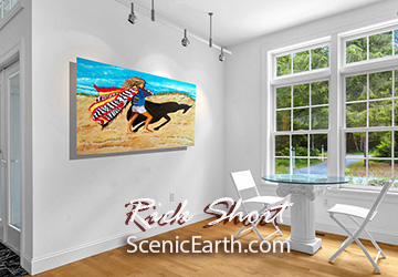 painting displayed on a wall in a room
