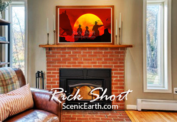 western art displayed on a wall in a room