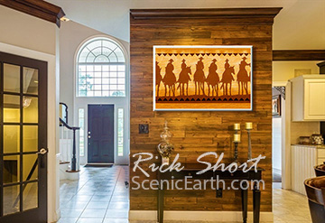 western art displayed on a wall in a room